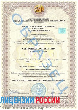 Образец сертификата соответствия Хороль Сертификат ISO 22000